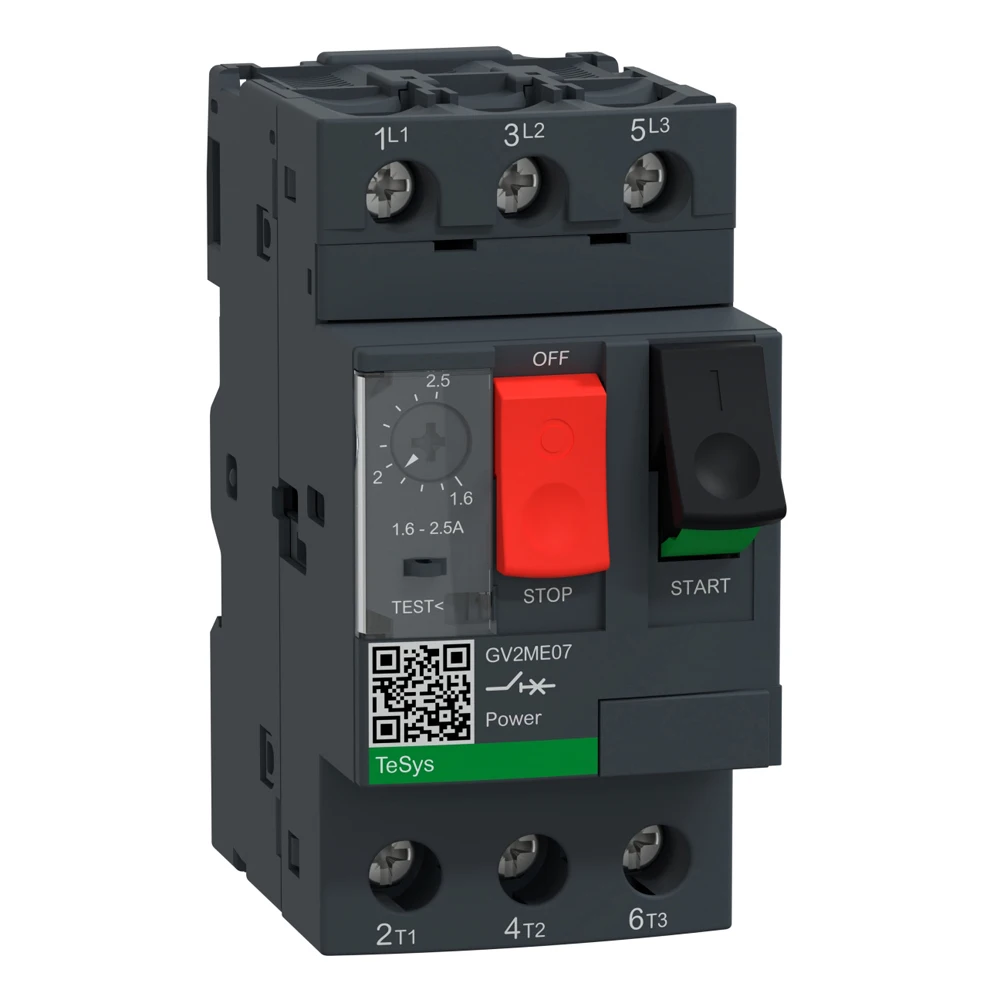 Black GV2ME07 3P 1.6-2.5A Thermal magnetic Screw clamp terminals Motor circuit breaker