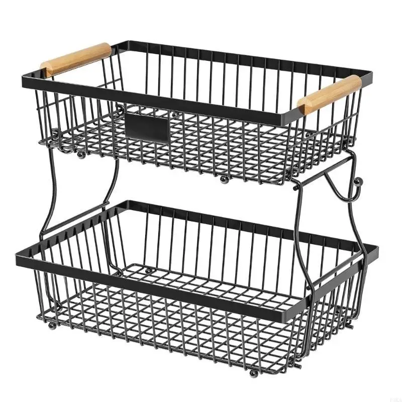   Stackable Vegetable Storage Shelf Metal Wire Basket for Bread Onions Potatoes view 4