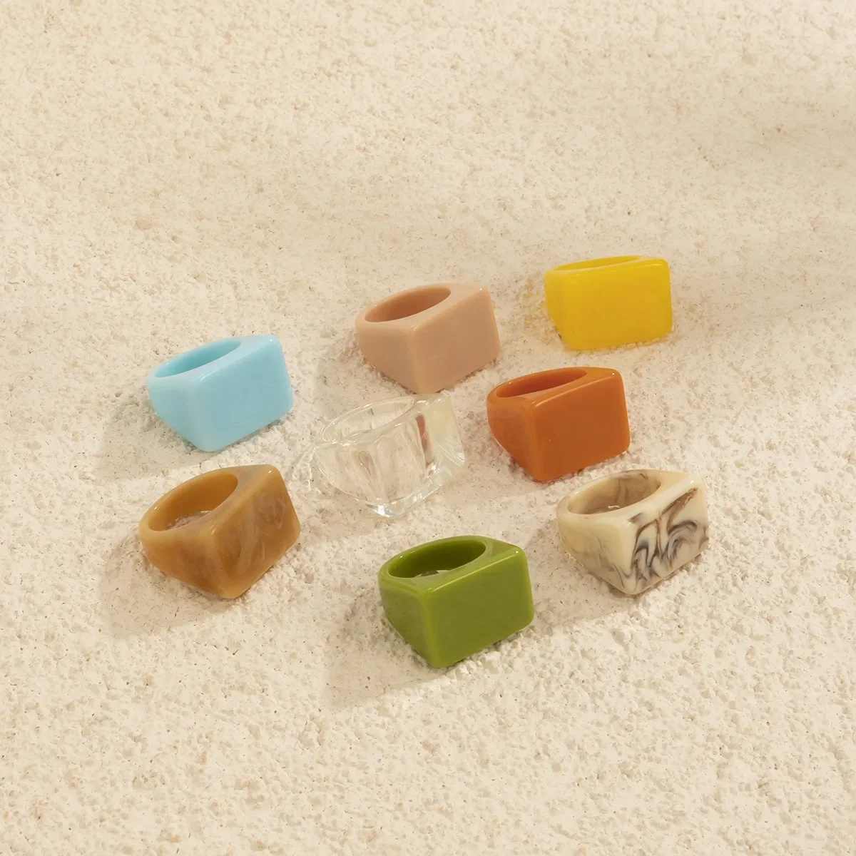 Classic Trend Color Acrylic Ring Ring Fashion Simple Geometric Square Wide Edge Resin Ring Jewelry Wedding Gift Creative Fashion image 3