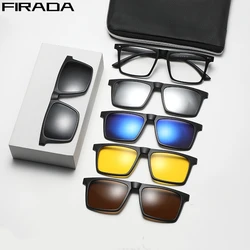 FIRADA Business Fashion Eyewear New Vintage Square TR90 Magnet Eyeglasses Myopia Optical Prescription Glasses Frame For Men 2302