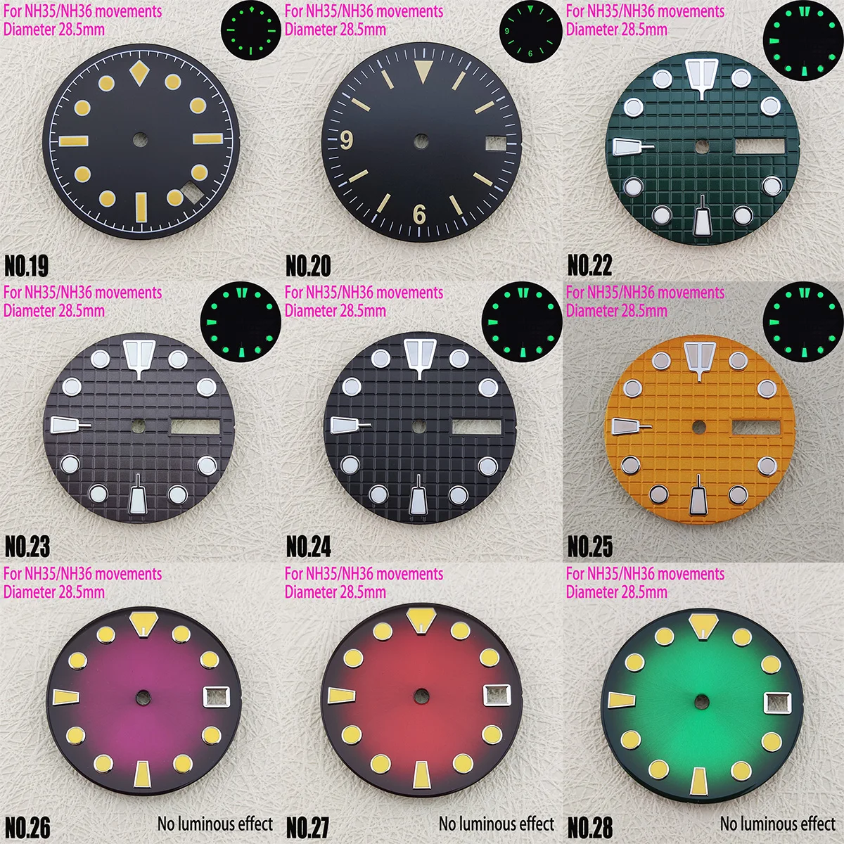 28.5mm Watch Dial Custom LOGO Laser Printed Name/logo Watch Dial DIY NH35 Watch Dial NH35 Case Suitable for NH35/NH36 Movements