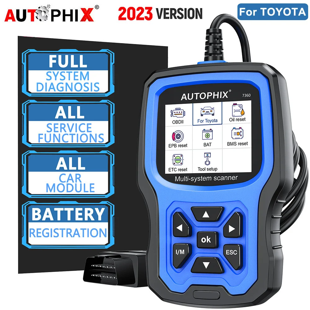 AUTOPHIX 7360 OBD2 Scanner for TOYOTA for LEXUS for Scion All System Car Diagnostic Tool Engine ABS EPB SRS BMS Oil BAT Reset