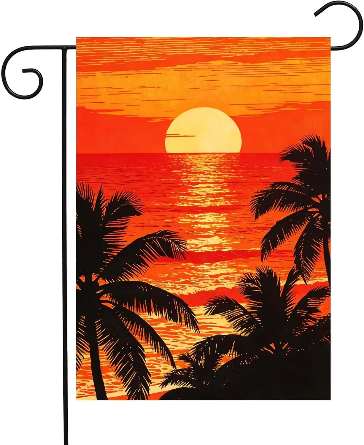 Summer Beach Sunset Palm Trees Orange Sea Beautiful Seasonal Garden Yard Flag 12