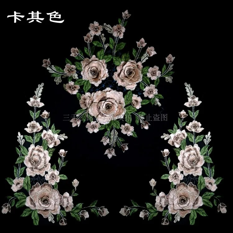 1 Satz/los Große Bestickte Pfingstrose Blumen Spitze Patch Applique 3D Mantel Kleid Bekleidungs Stoff Nähen DIY Zubehör – Detail 22