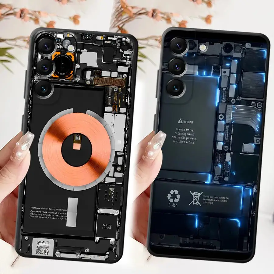 Hülle für Samsung Galaxy A03s A12 A17 A20 A13 A04 A40 A16 A15 A50 A06 A70 A05 Schwarz Handyhülle Platinenmuster