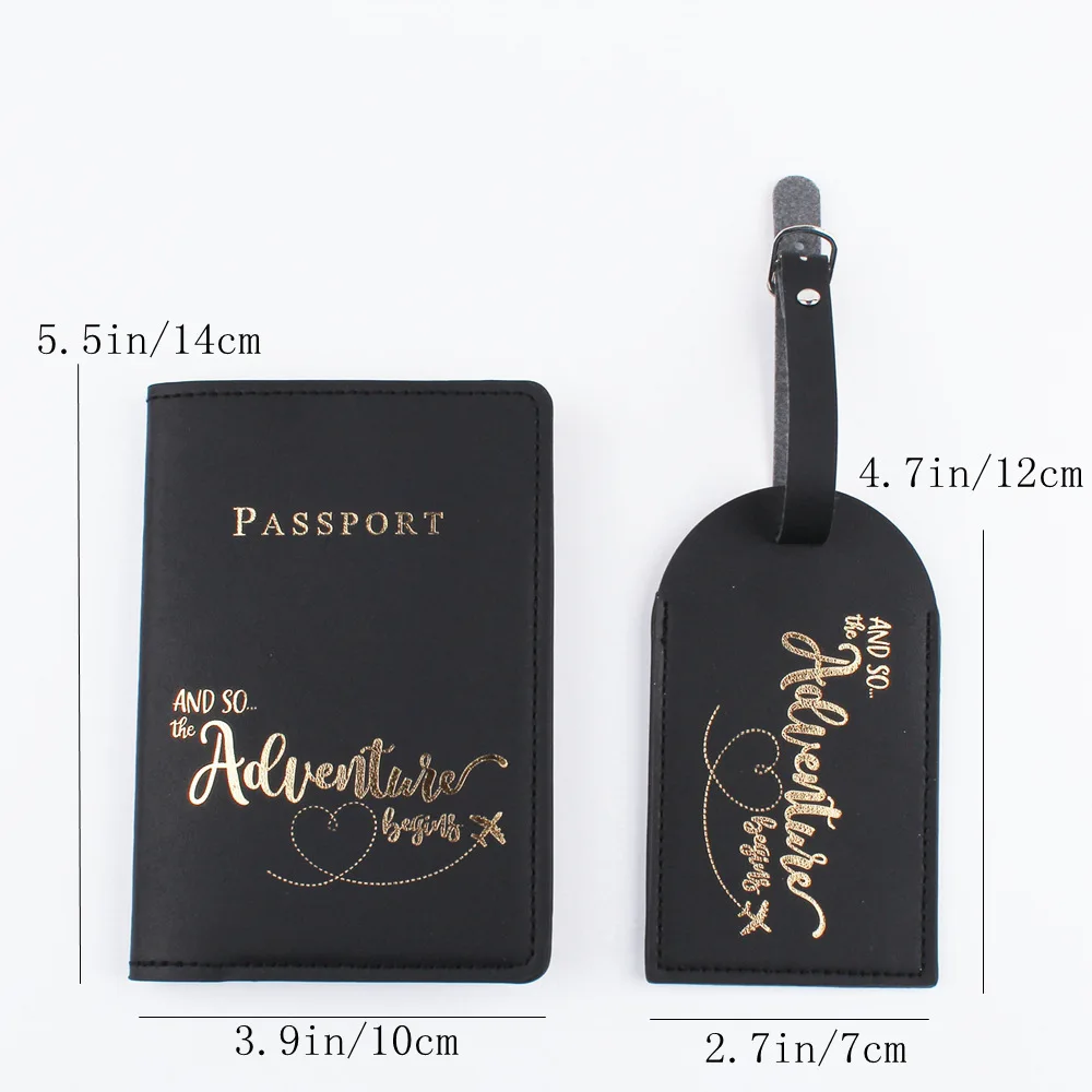 2023 Ins Travel Passport Cover Pu Leather Letter Print  Luggage Tag Suitcase Id Address Holder Baggage Boarding Tag  Label