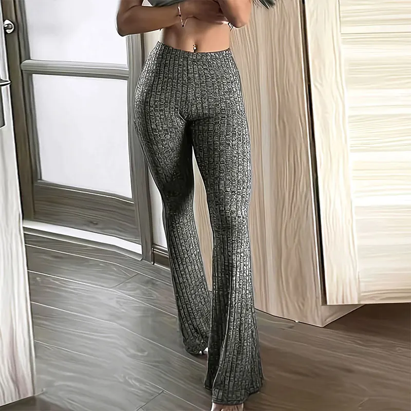 

New Autumn Trousers Women Fashion Streetwear Basic Straight Slim Pants Lady Sexy Solid Simple Versatile Knitted Casual Trousers
