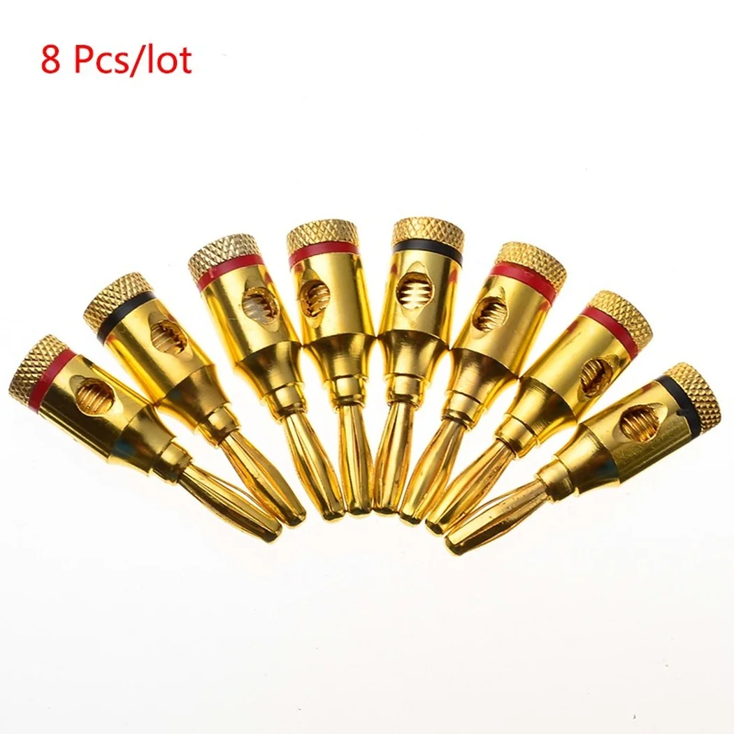 4 مللي متر 24k مطلية بالذهب سلك كابل الموسيقية الموز التوصيل مكبر صوت موصل مطلي الموسيقية كابل مكبر الصوت سلك كابل دبوس موصل