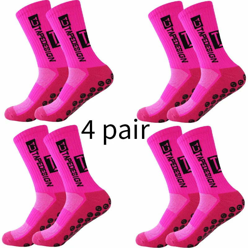 Chaussettes de football avec bande anti-ald pour hommes, mi-mollet, sport de vélo, nouveau design, 4 paires