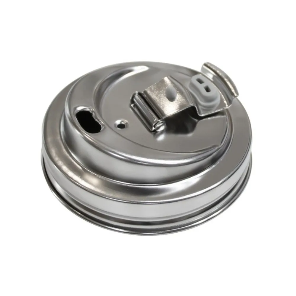 Stainless Steel Mason Jar Drinking Lids Leak Proof Seal Flip Cap Mason Jar Sip Lids Reusable With Straw Hole Pour Lids