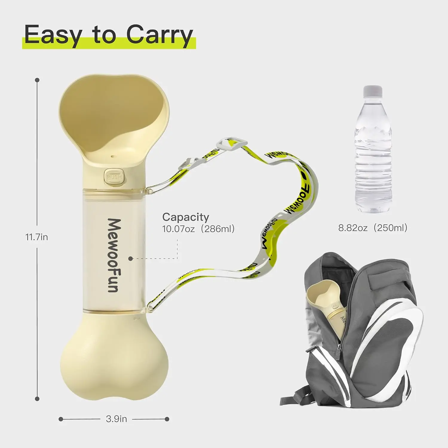 Mewoofun Portable Dog Water Bottle Leak Proof Dog Travel Water Bottle with Poop Bag Dispenser Perfect for Walking Hiking