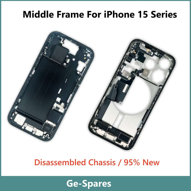 95% New, Disassembled Middle Housing Chassis Frame with Speaker Charging Bluetooth Flex for iPhone 15 Pro Max 15 Plus