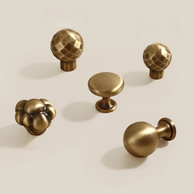 Antique Brass Hammered Sphere Knob Vintage Kitchen Cabinet Cupboard & Storage Door Pulls Dresser Drawer Knobs Furniture Handles