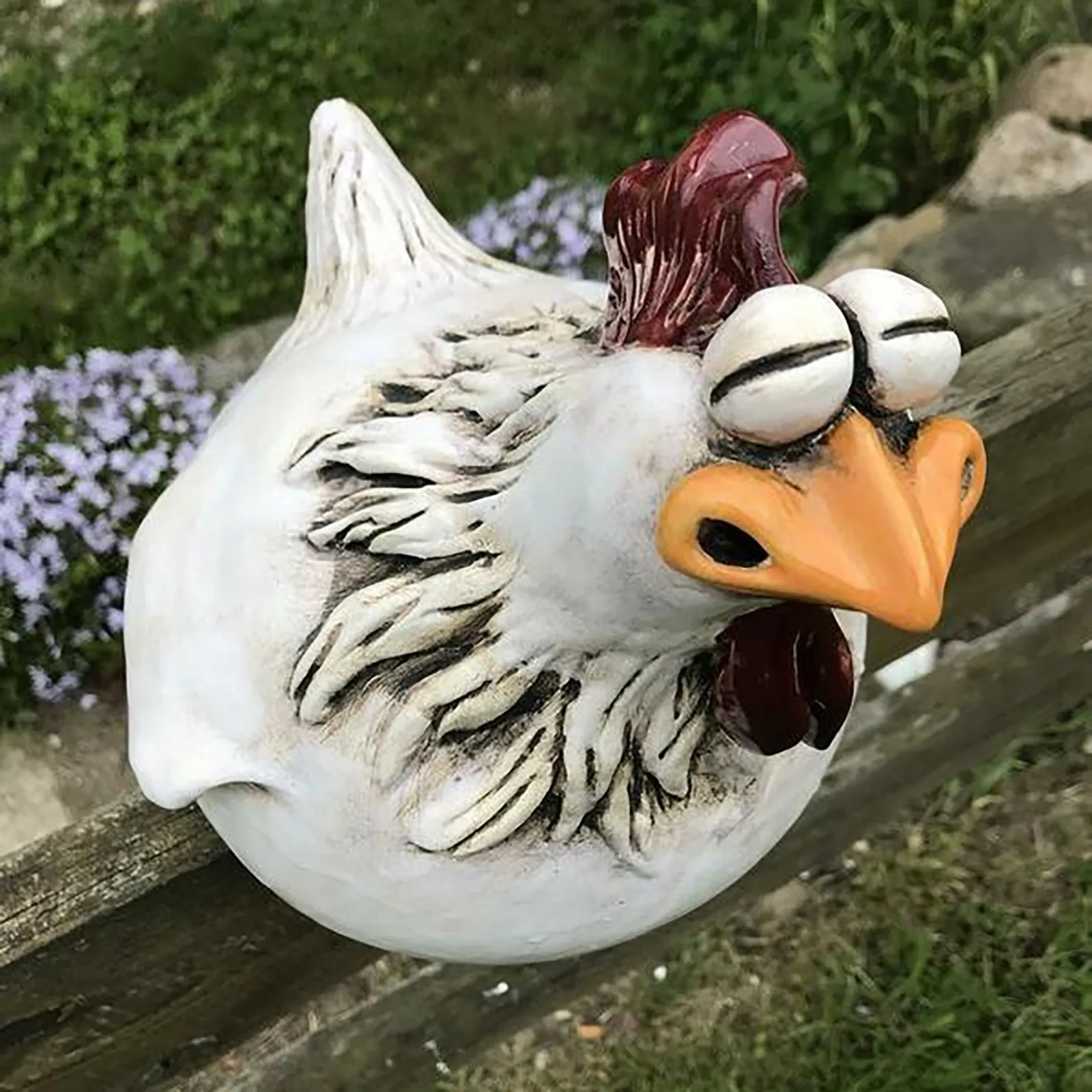 

Lawn Decoration Chicken Sitting on Fence Decor Garden for Fences Rooster Statues Wall Art Yard Art Sculptures