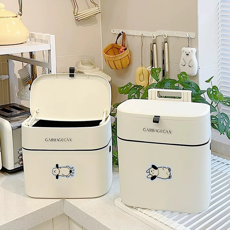 

Cartoon Kitchen Wall-Mounted Trash Can, No-Drill Food Waste Bin, Narrow Bathroom Paper Bucket, Hanging Peel Storage Bin