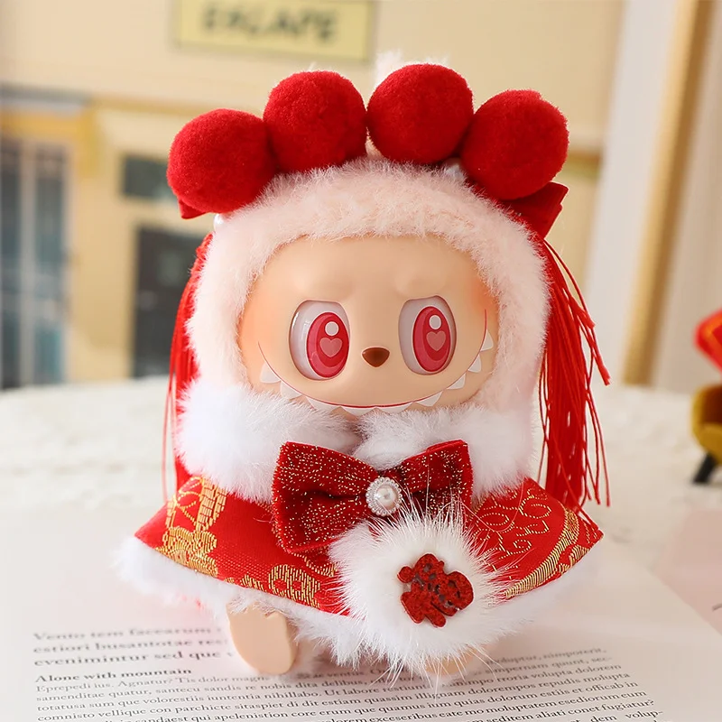 

Labubu New Year Clothes Set, Outfits for 1st 2nd Gen 15CM Doll, Chinese Style Festival Clothes, Party Wear Clothing Accessories