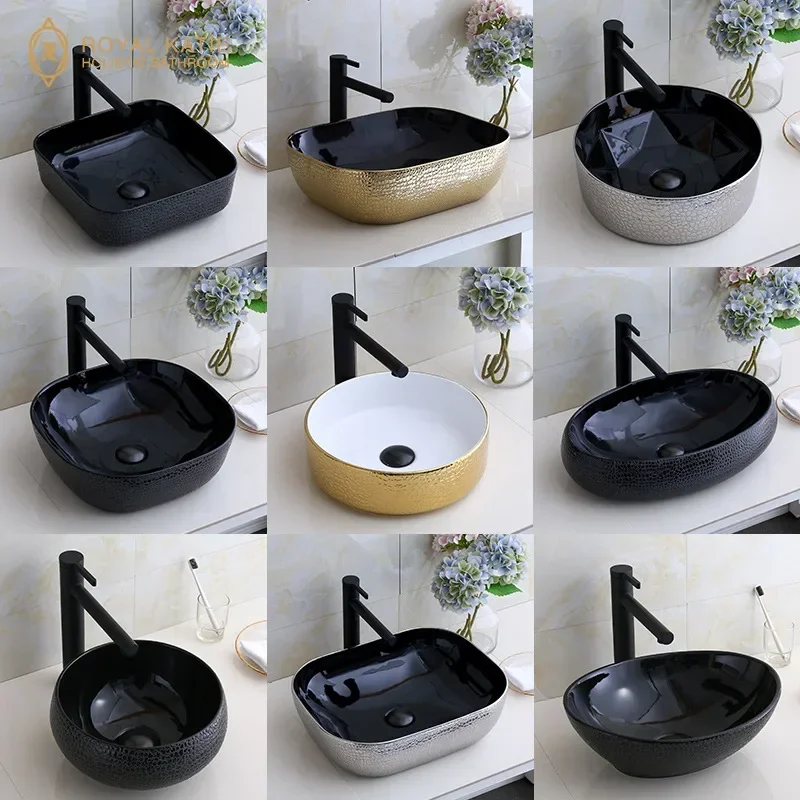 American Table Basin Ceramic Gold Wash Basin European Hotel Toilet Art  Creative Washbasin Wash Basin