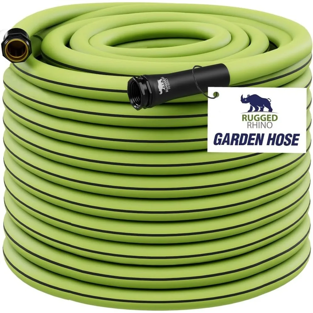 

Heavy Duty Garden Hose 50ft x 5/8in, Anti-Kink Leakproof with 4-Layer Design, 500 PSI Burst, All Weather Outdoor Watering for