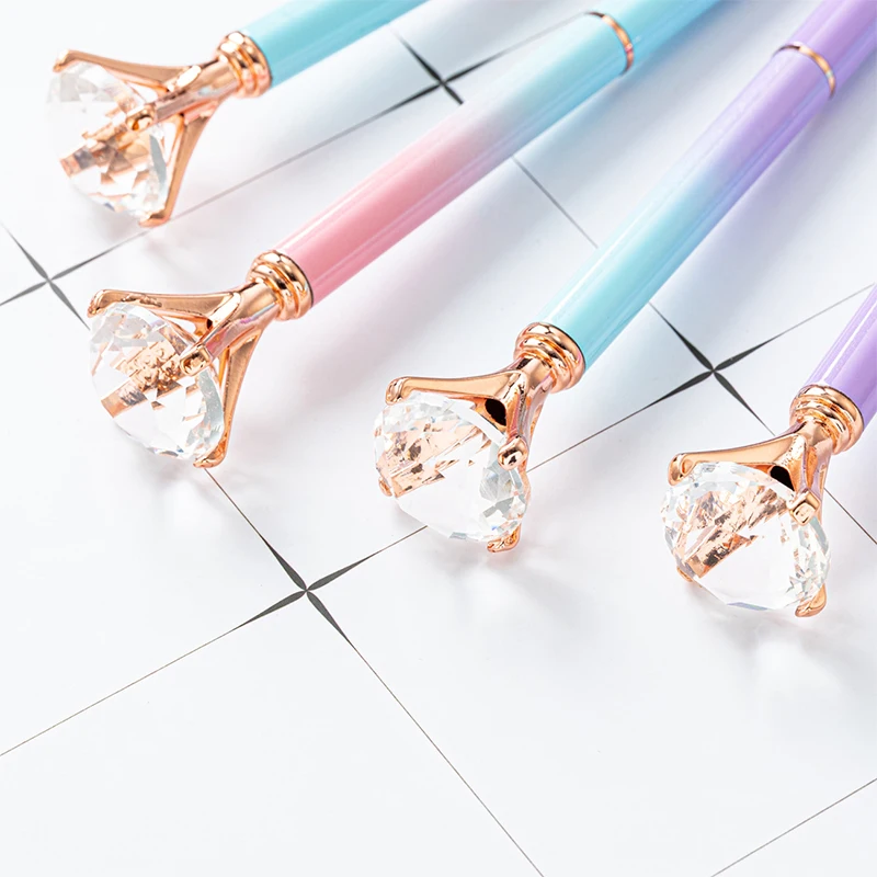 8Pcs Diamond Ballpoint Pen Wholesale Office Stationery Gifts Metal Diamond Crystal Pen Gradient Diamond Pens