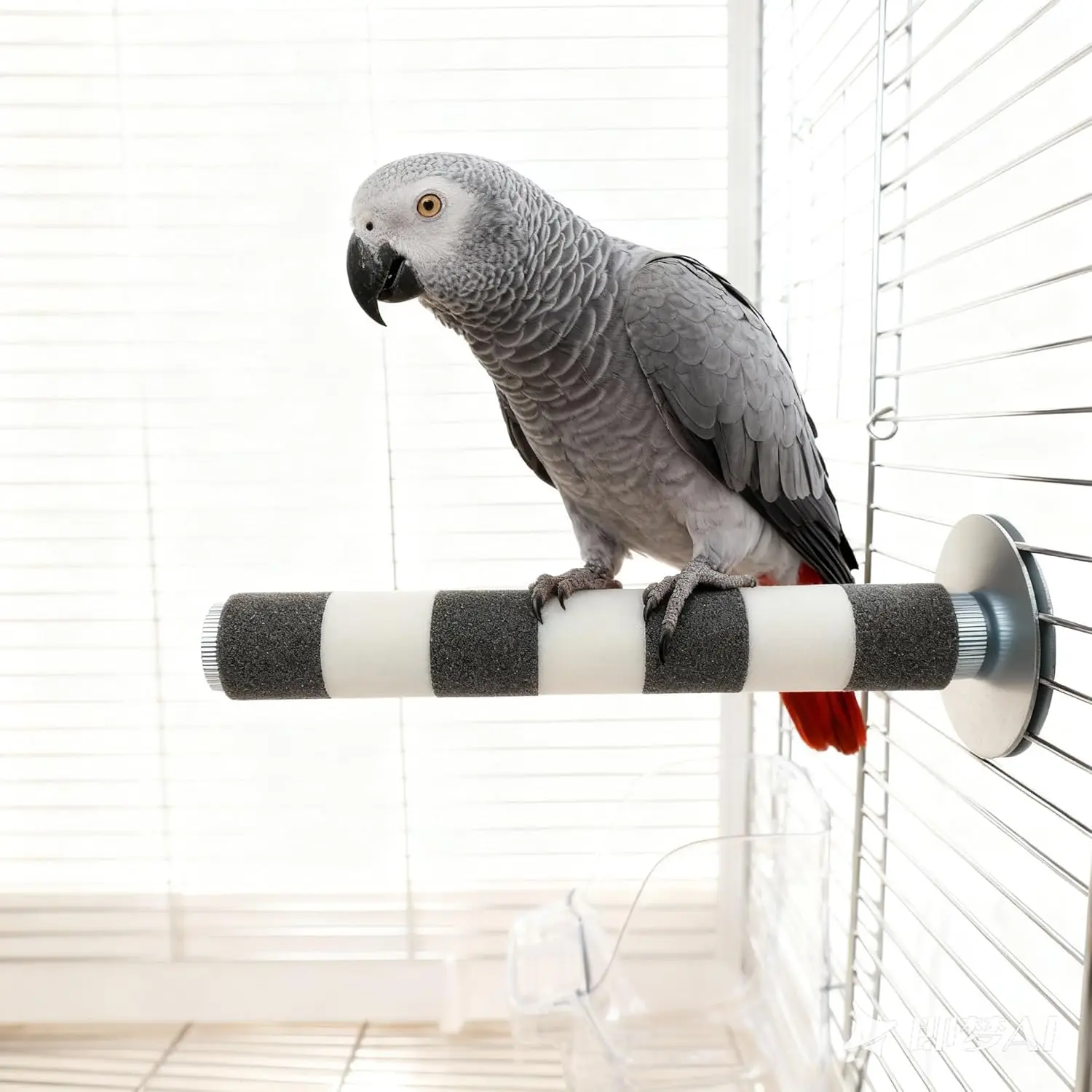 

Natural Sandstone Parrot Perch Bird Perches for Cage– Durable Beak & Claw Trimming Grinding Stone for Birds, 7.9” x 1” – Safe