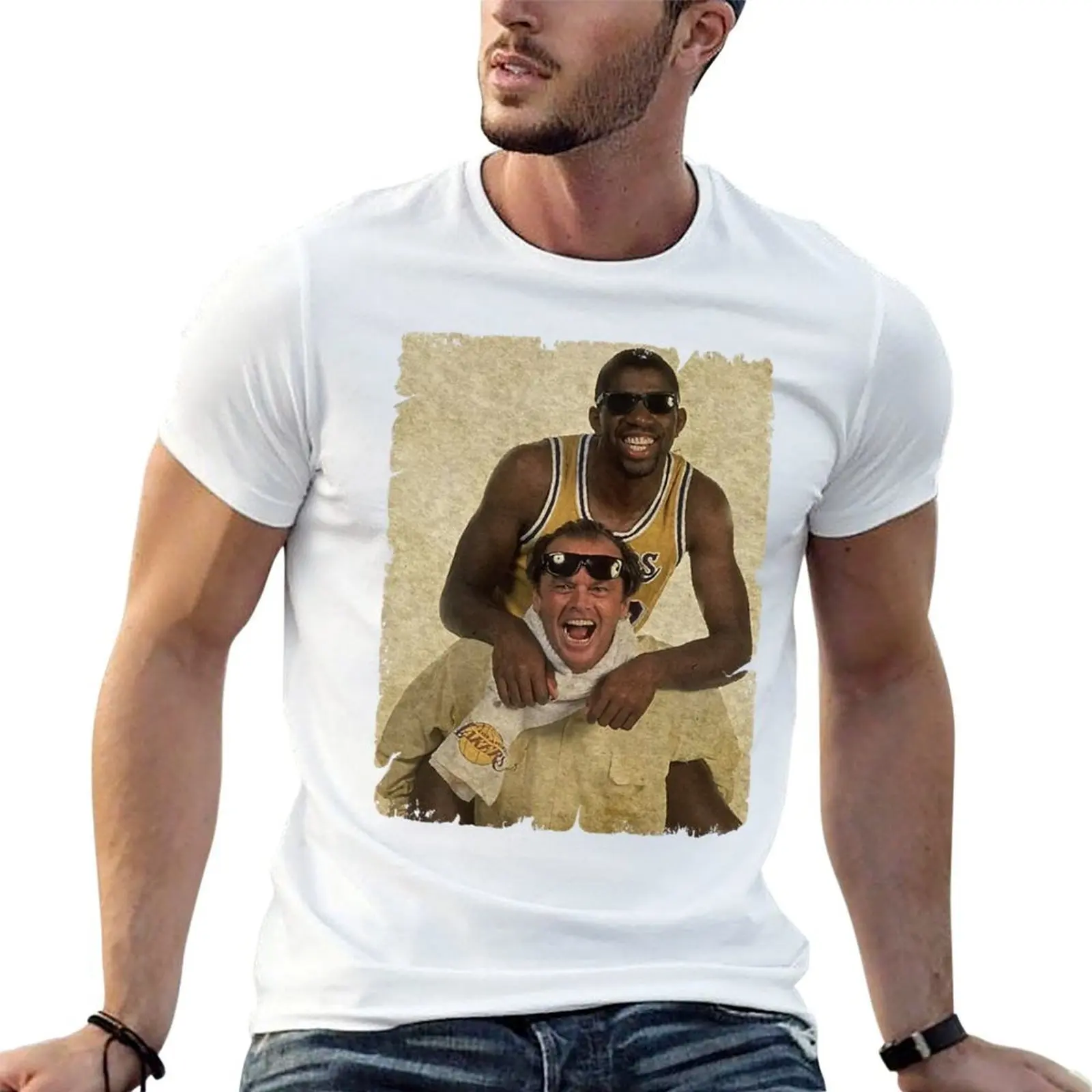 

Jack Nicholson with Magic Johnson (1) T-Shirt t shirt for man 100 percent cotton man t shirts for men T-Shirt