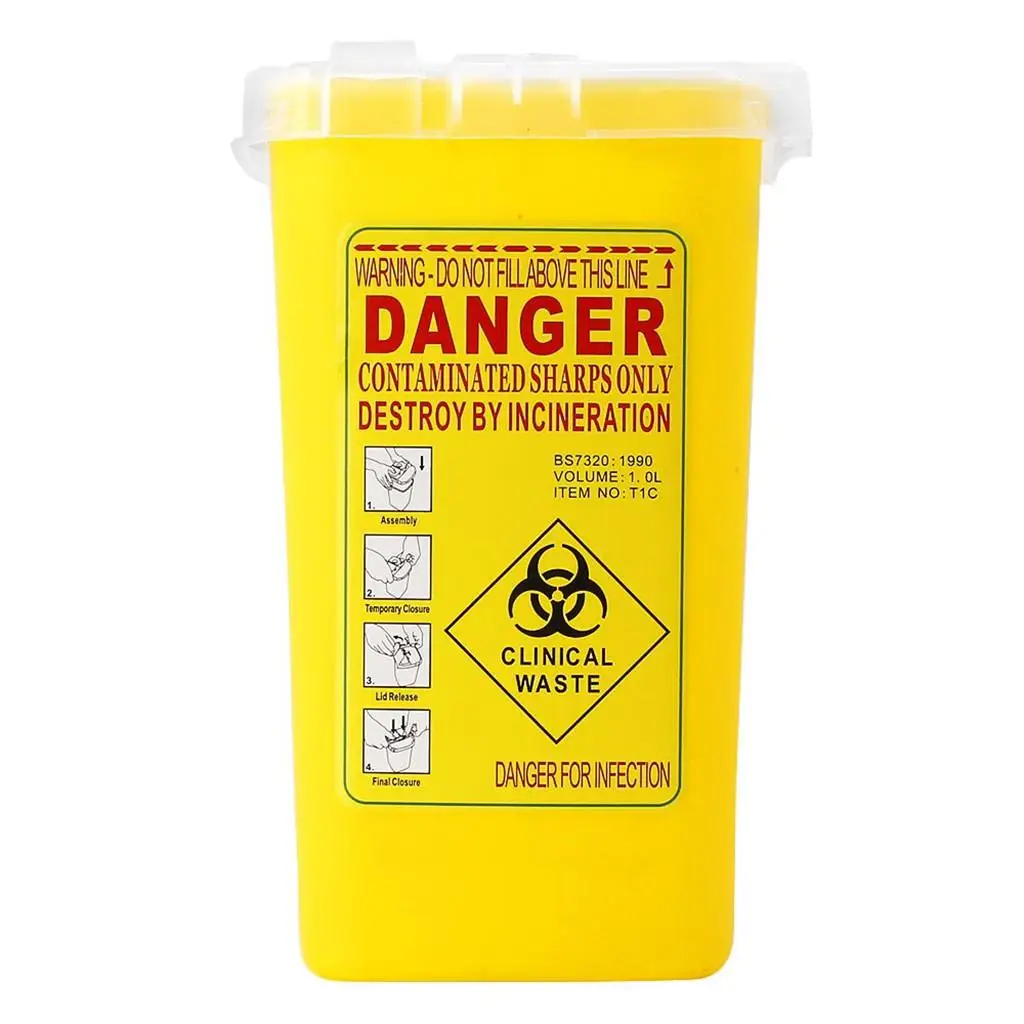 Secure Locking Medical Waste Disposal Container - 1L Capacity