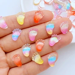50Pcs New Cute Mini 8*12mm Shiny Little Feet Resin Figurine Crafts Flatback Ornament Jewelry Making Hairwear Accessories
