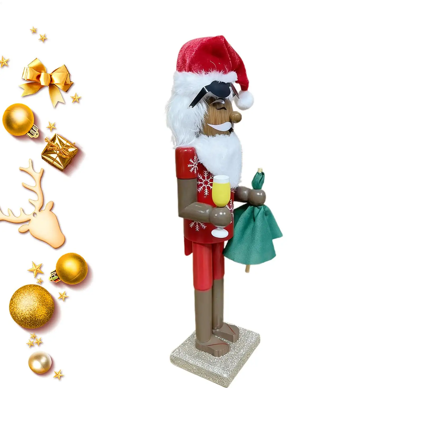 Nutcracker Decor Christmas African Santa Traditional Nutcracker Wooden Collectible Figurine Holiday Decoration For Kitchen