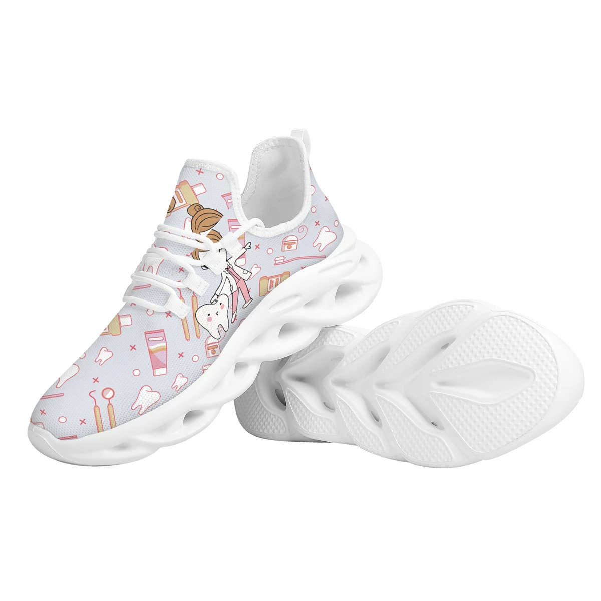 Dental Fairy Print Ladies Vulcanized Shoes Dentist Equipment Design Flat Shoes Breathable Lightweight Lace Up Sneakers Footwear