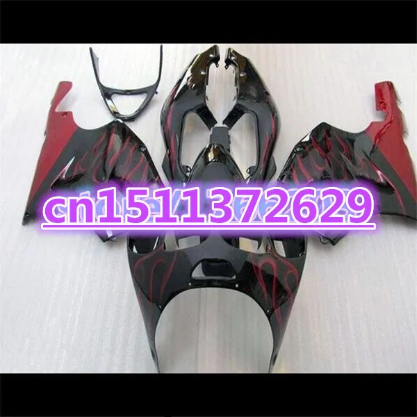 Fairing For KAWASAKI NINJA ZX7R 96-03 ZX-7R red black B1219 ZX 7R 96 97 98 99 00 01 02 03 red flames 1996 1997 1998 2003-Dor D