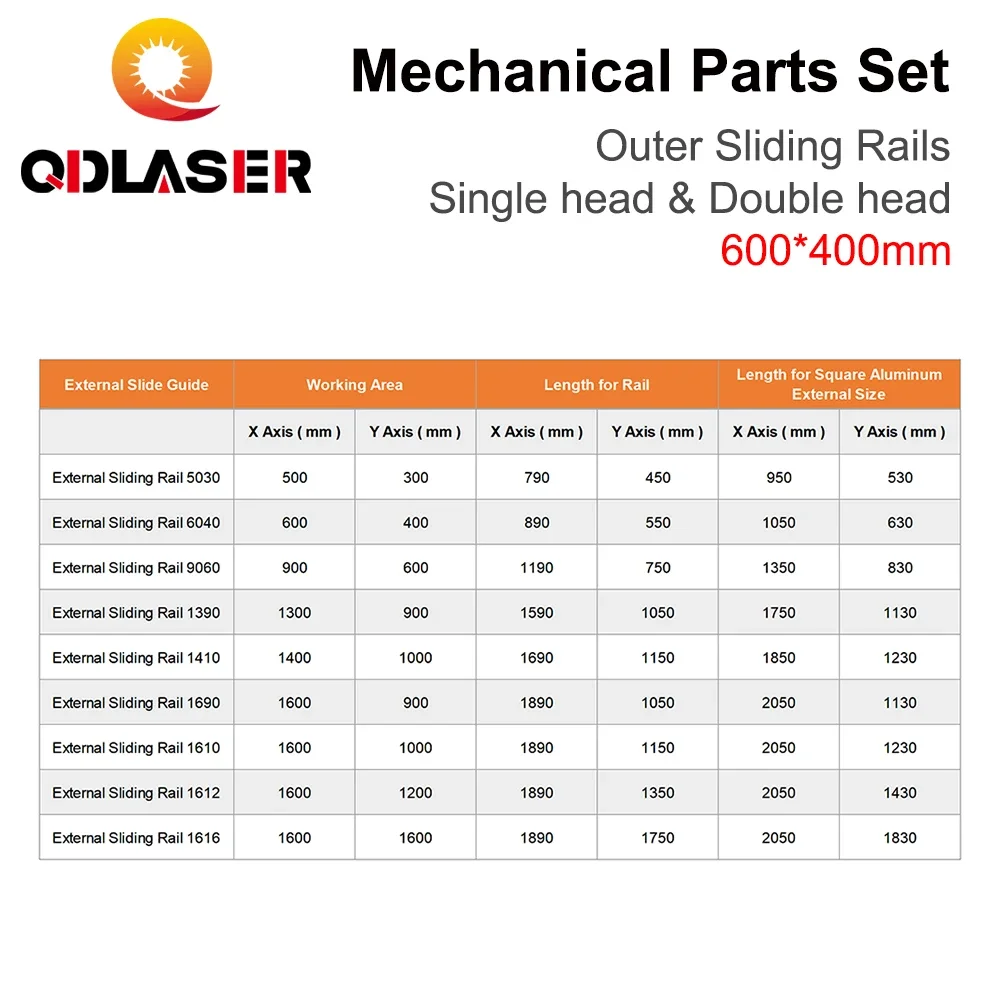 Kit di scorrimento esterno Laser meccanico QDLASER 600mm * 400mm Laser CO2 fai da te 6040 per macchina da taglio per incisione Laser CO2