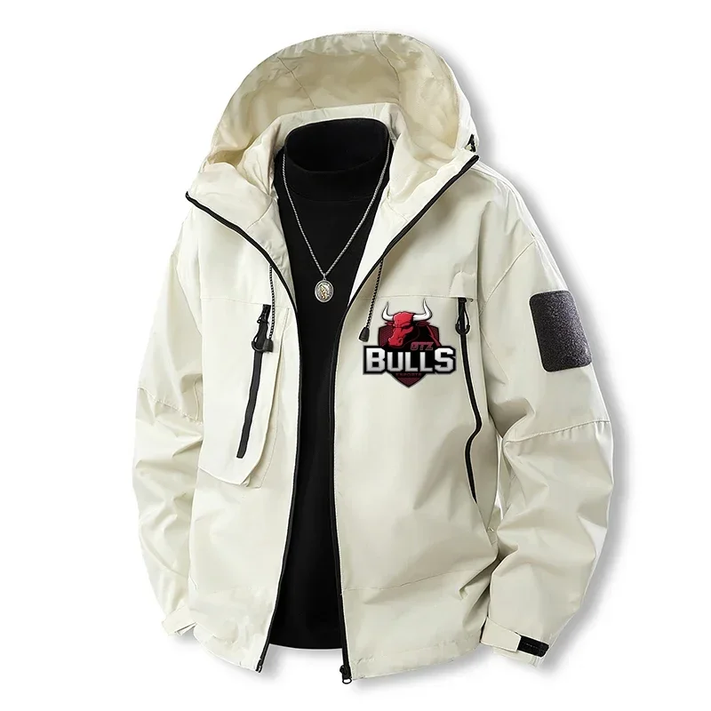 

2025 Spring and Autumn New Men's hooded jacket, casual zipper jacket, fashionable outdoor windproof and waterproof coat