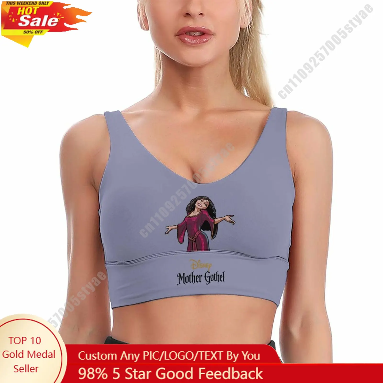 

Mother Gothel Sports Bra Disney Character Custom Breathable Underwear Running Fitness Push Up Bra Fresh Fashionable Gifts