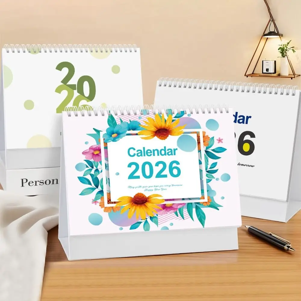 

Decorative Desk Calendar Stable Support Triangular Support Desktop Calendar Exquisite Patterns Standing Calendar 2026 Calendar