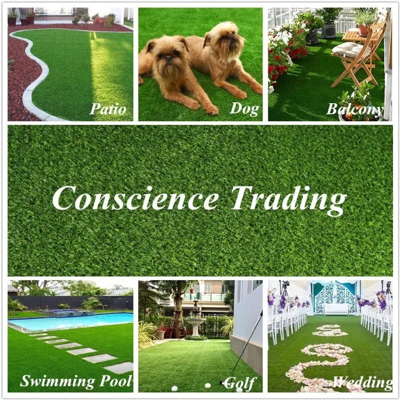 Artificial Grass Synthetic Lawn Indoor/Outdoor Grass Carpet,Easy Installation Multi-use Astroturf Rug, Dog Turf with Drain Holes