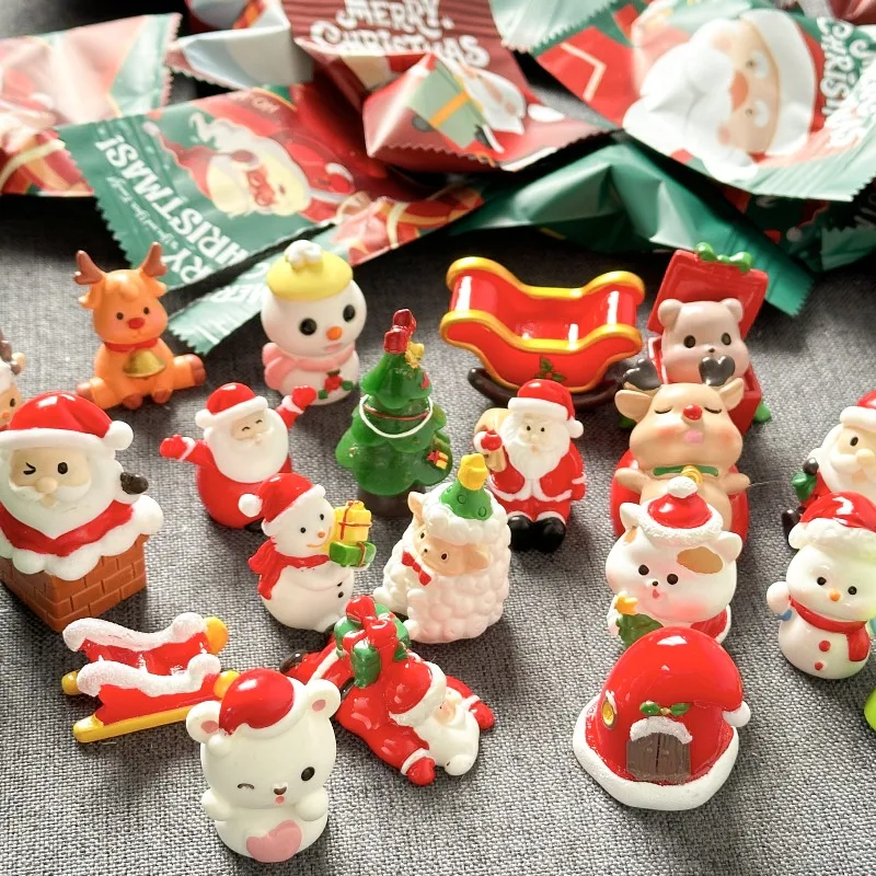 Christmas Tree Ornament Set Santa Claus Snowman Mini Figurines Gift Prize for Kids Holiday Party Decor Display Collection