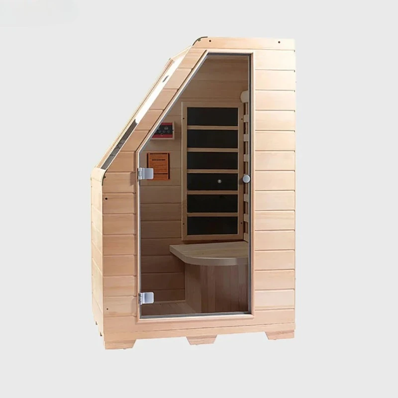 

Modern Design Home Sauna Factory Supply One Person Size Mini Infrared Room Solid Hemlock Wood Affordable