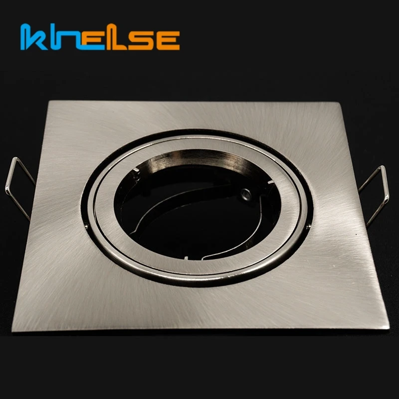 Recessed Square Sand Nickel Downlights Holders Bracket GU10 MR16 Adjustable Aluminum Ceiling Lamp Mounting Frame Fitting Bases