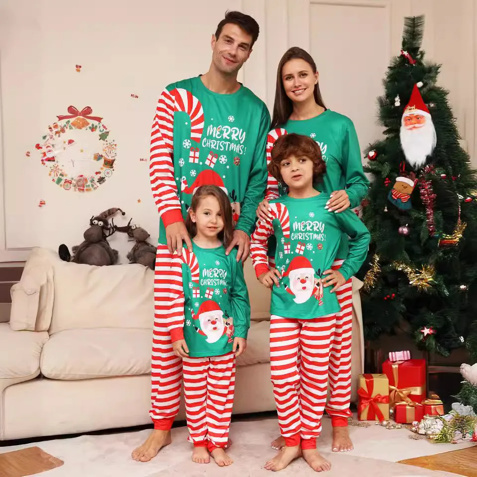 European and American Christmas Family Pajama Sets, Mom, Dad and Kids Christmas Parent-Child Pajama Sets, Baby Jumpsuit