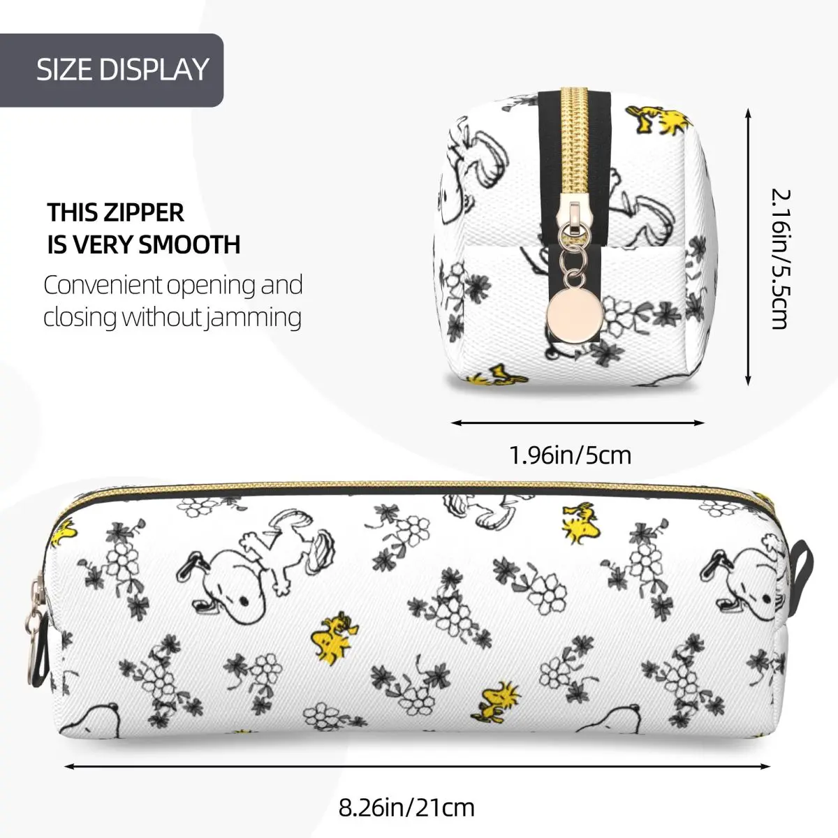 스누피 우드스톡 꽃 패턴 연필 케이스 재미있는 펜 가방 소녀 소년 대형 스토리지 사무실 선물 연필 상자