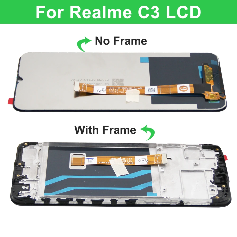 6.5\'\' LCD For Realme C3 RMX2027 RMX2021 RMX2020 LCD Display With Frame Digitizer Touch Screen For OPPO Realme C3 LCD