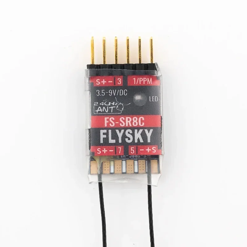 1pcs new FLYSKY FS-SR8C 8Channels 2.4G Receiver Dual Antenna for Fixed Wing Gliders Robot Model Toy ANT Protocol Transmitter