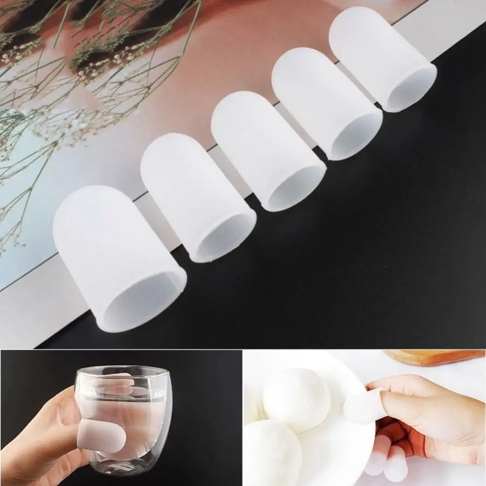 

5/10 Pcs High Temperature Resistant Silicone Finger Protector Transparent Anti-slip Finger Caps Antistatic Heat Insulation