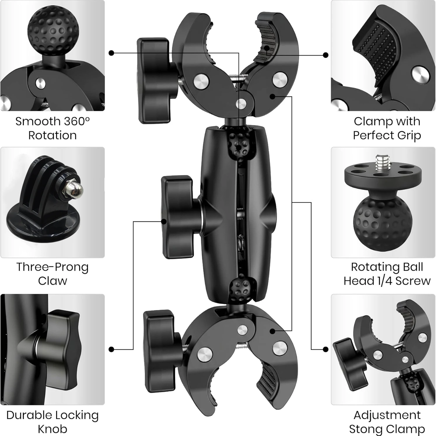 Motorcycle Bike Mount Extension Pole Selfie Stick Double Side Super Clamp Clip for Insta360 x2 x3 x4 x5 Monopod Handlebar Action view 2