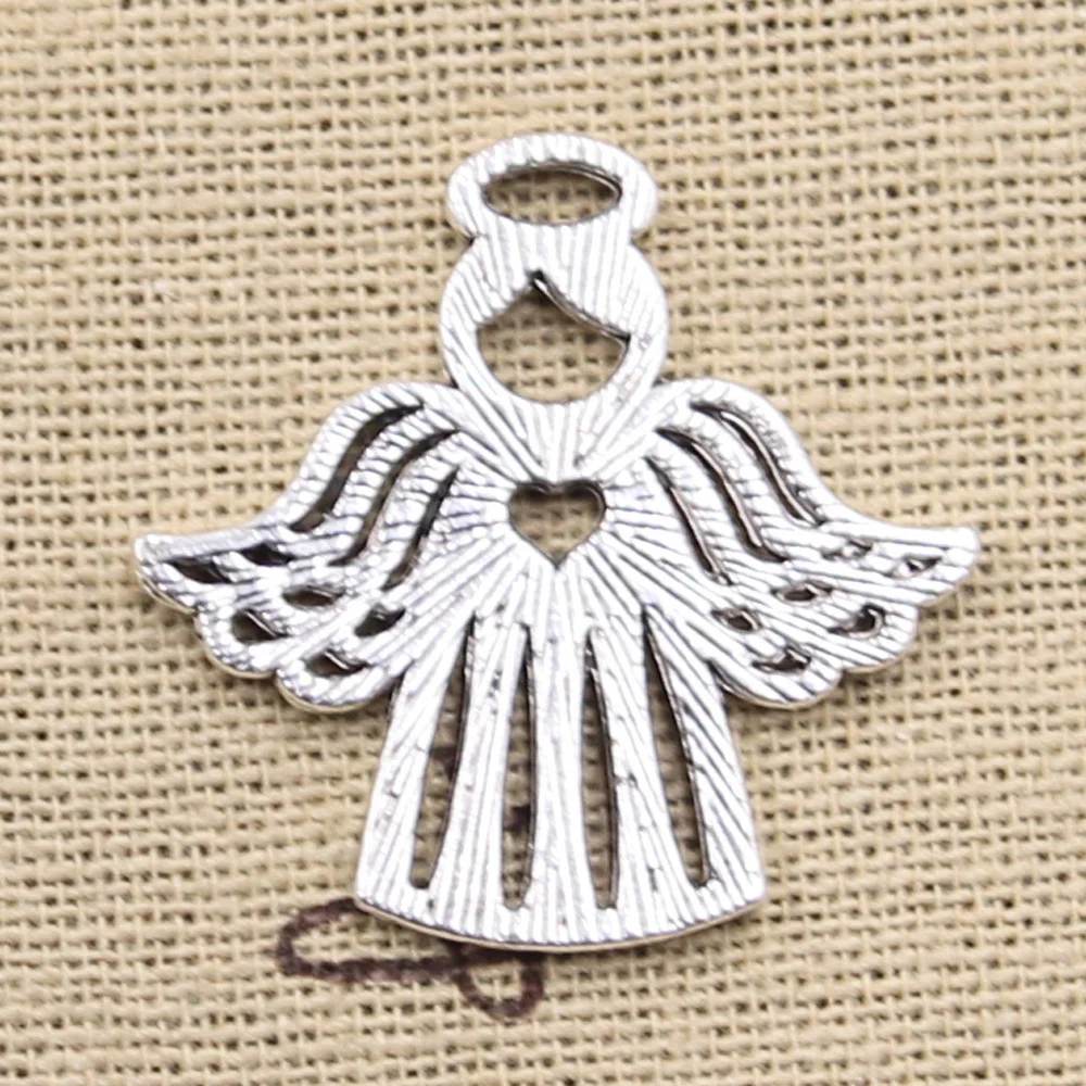 10pcs Charms Heart Snowflake Angel Snow Love 27x28mm Antique Silver Color Pendants DIYCrafts Making Findings Tibetan Jewelry