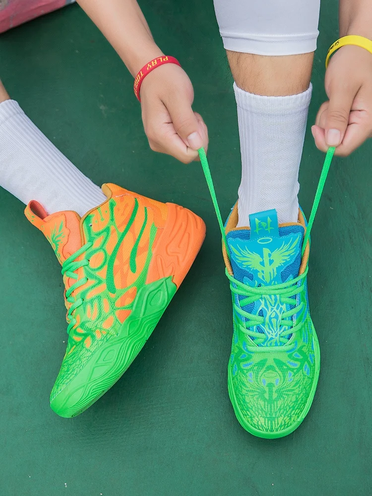 Unisex High Top Basketball Shoes Breathable Mesh Anti-Slip Wear-Resistant Shock Absorption Lightweight Fashionable Student Sp...