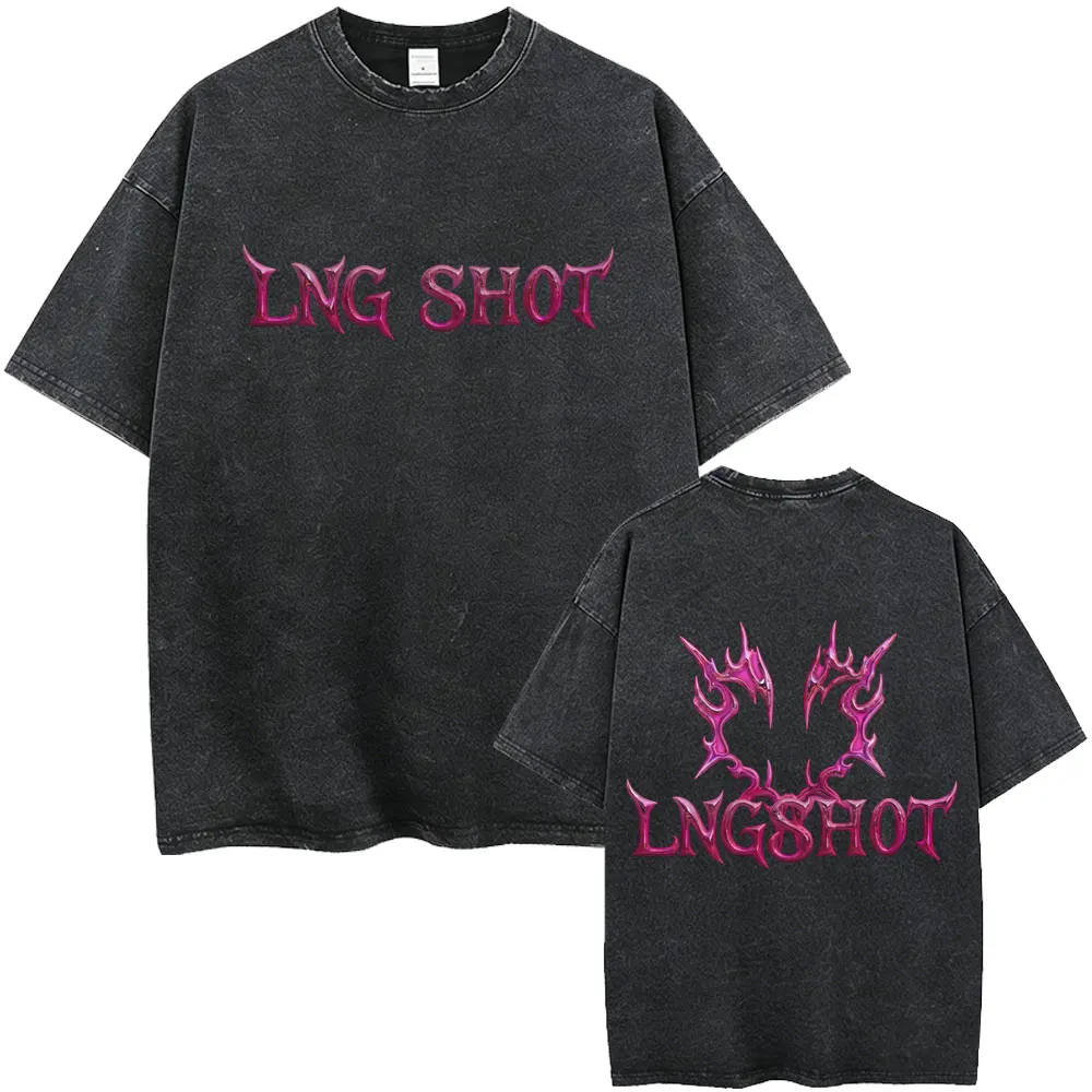 Washed Vintage Korean Band Lngshot Graphic T-shirt Fans Gift Men Women Kpop Fashion Trend T Shirts Casual Oversized Streetwear