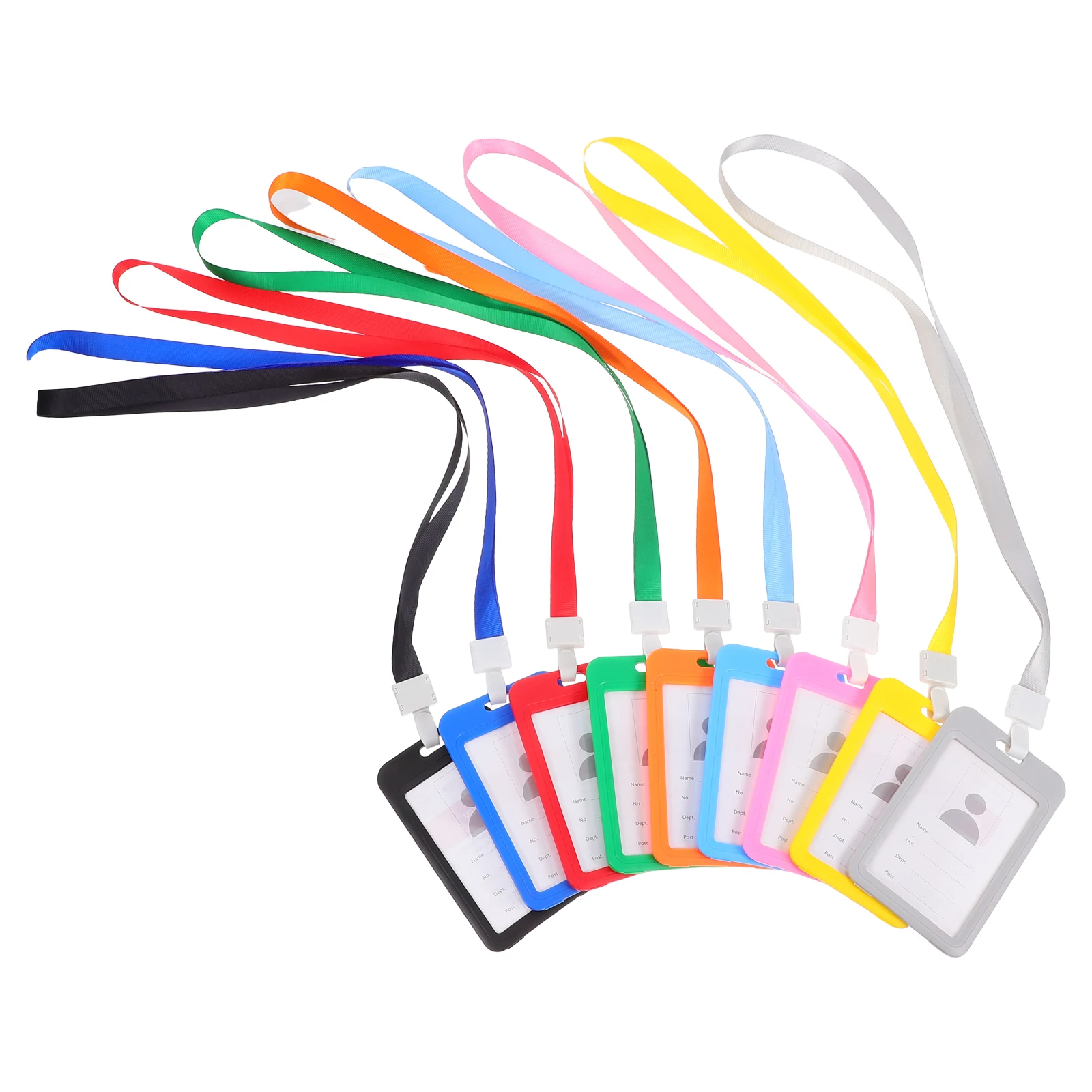 

9pcs Card Holder Lanyard Dual-sided Staff ID Badge Pocket Multi-purpose Plastic Work Photo Pass Holder