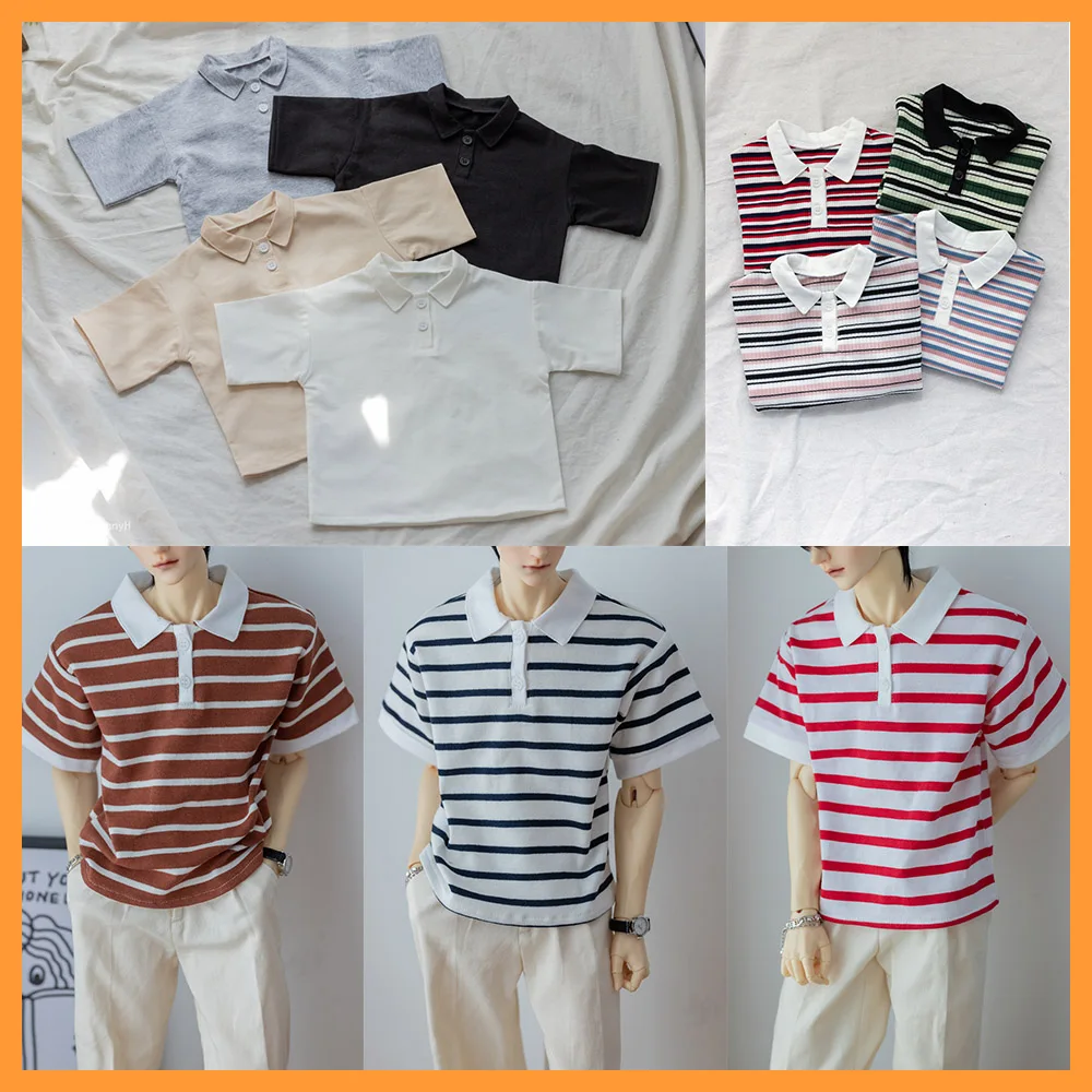 

[High Quality] 1/3 1/4 Doll Fashion Casual Versatile Polo Collar Sports Short Sleeved Shirt For BJD Uncle Body For Fans DIY