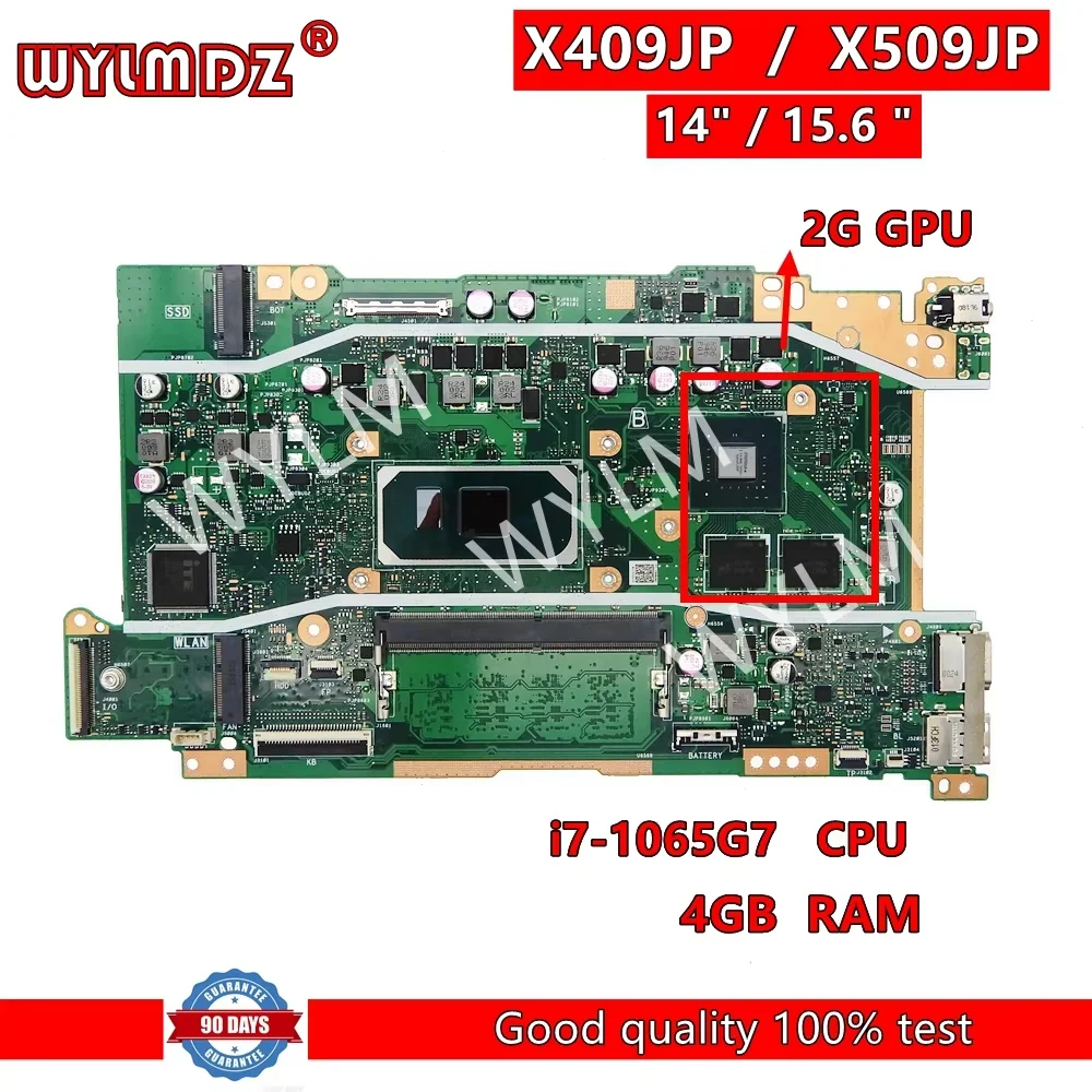 X409J i3/i5/i7CPU 4GB 2G GPU Mainboard For Asus X409JA X509JA X409JP X509JP X409JB X509JB R409J F409J F509J Laptop Motherboard